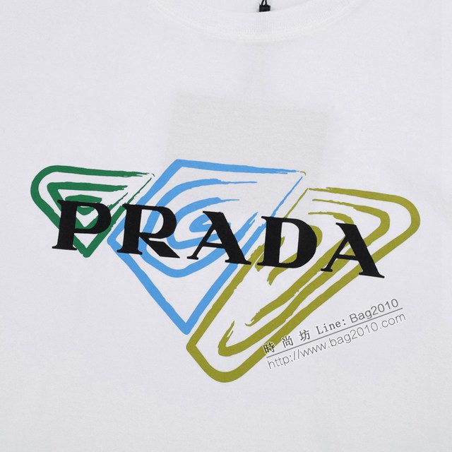 Prada專櫃普拉達2023SS新款印花T恤 男女同款 tzy2803